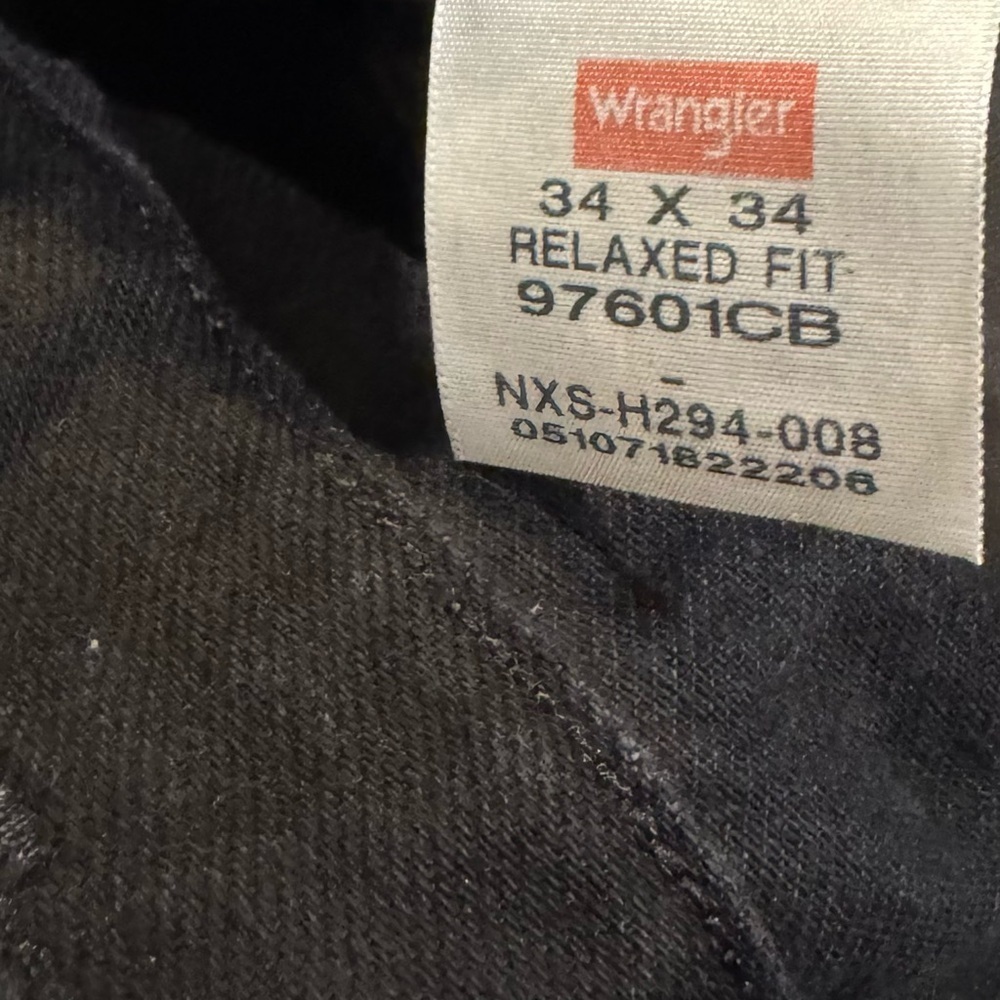 Wrangler Relaxed Fit Black Jeans Men’s 34x34 Straight Leg 97601CB Cotton Denim - Picture 5 of 5